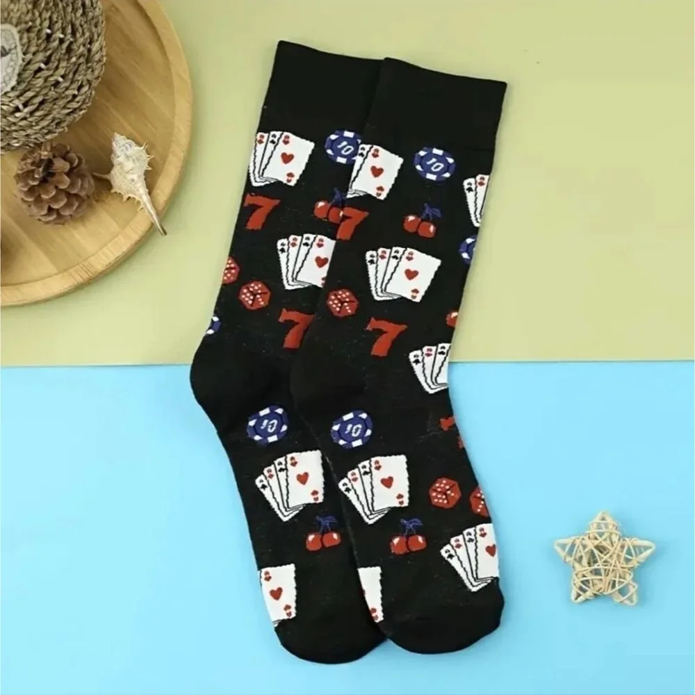 Poker socks casino pair lucky 7s cherry dice game novelty graphic access…